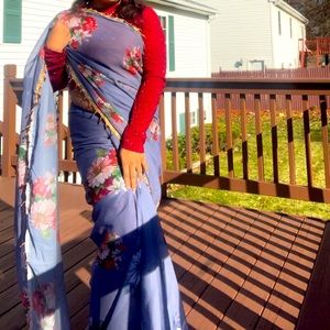 Georgette Floral Saree with Beading